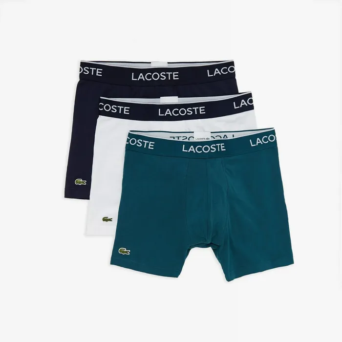 Underwear Lacoste Mens Pack of 3 Casual Boxers Navy BlueWhiteGreen Shop
