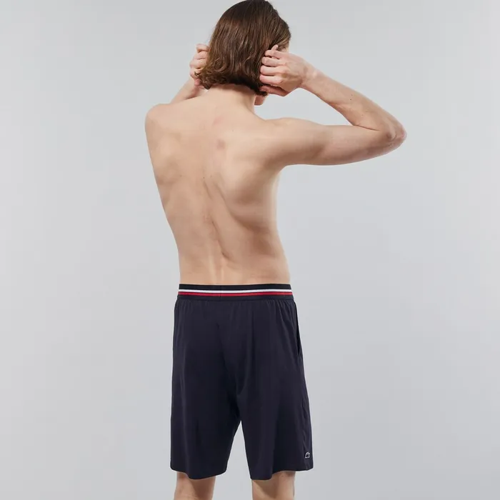 Underwear Lacoste Mens StripedWaist Long Boxer Briefs Navy Blue Store