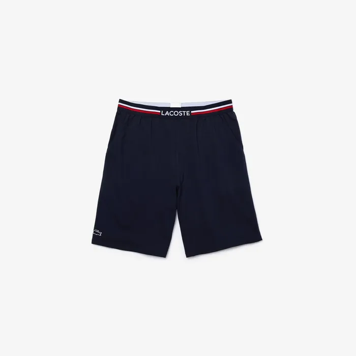Underwear Lacoste Mens StripedWaist Long Boxer Briefs Navy Blue Store