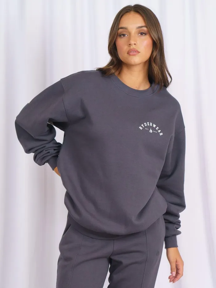 Unisex Collegiate Sweater 8211 Charcoal Women Ryderwear Tops