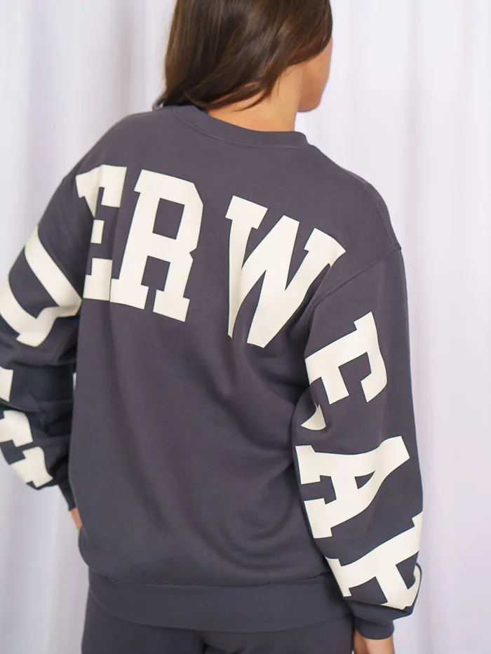 Unisex Collegiate Sweater 8211 Charcoal Women Ryderwear Tops