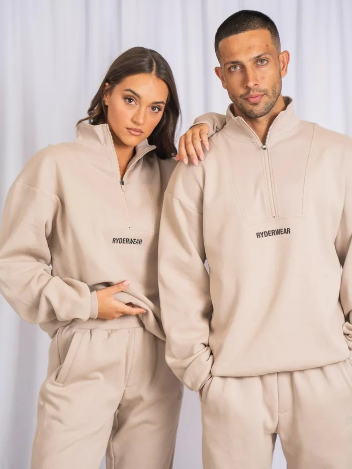 Unisex Half Zip Jumper 8211 Sand Women Ryderwear Tops