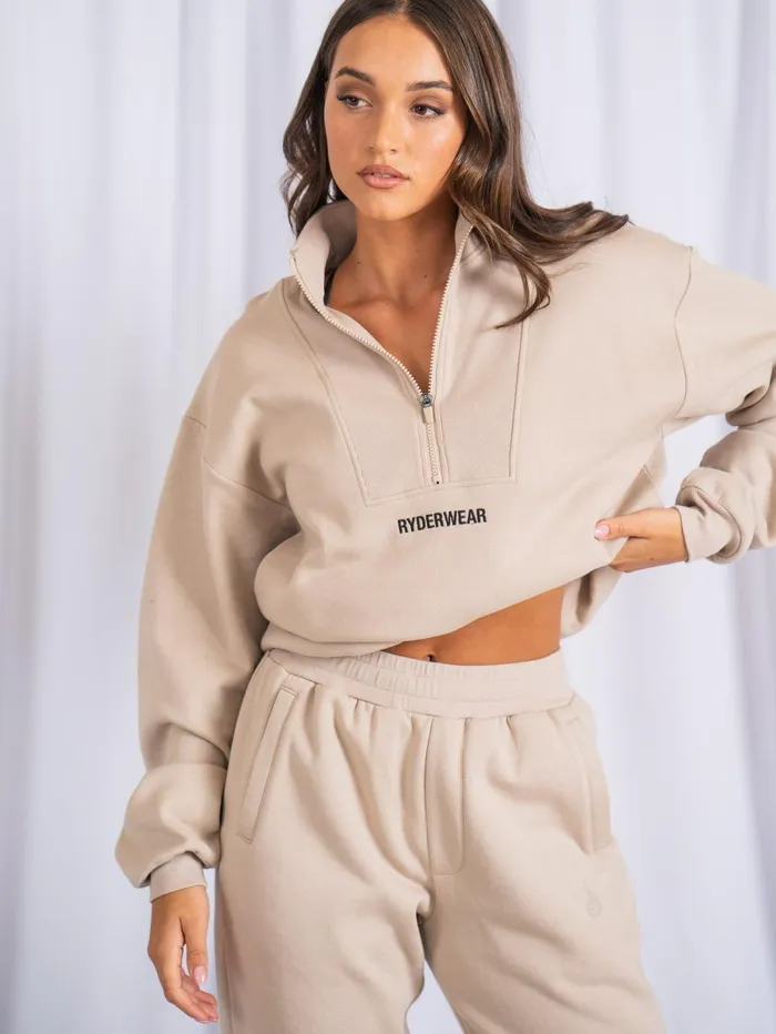 Unisex Half Zip Jumper 8211 Sand Women Ryderwear Tops