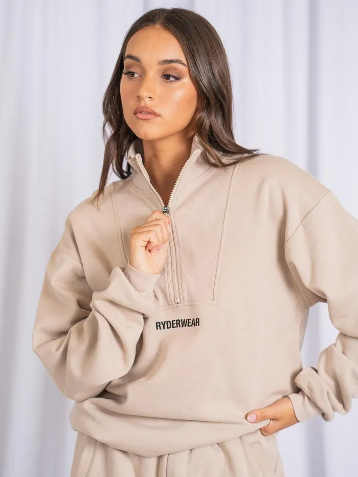 Unisex Half Zip Jumper 8211 Sand Women Ryderwear Tops