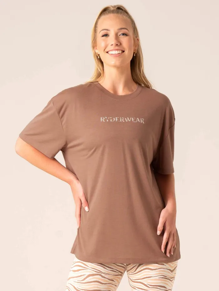 Unstoppable Oversized TShirt 8211 Mocha Women Ryderwear Tops