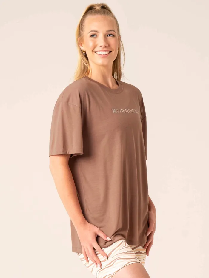 Unstoppable Oversized TShirt 8211 Mocha Women Ryderwear Tops