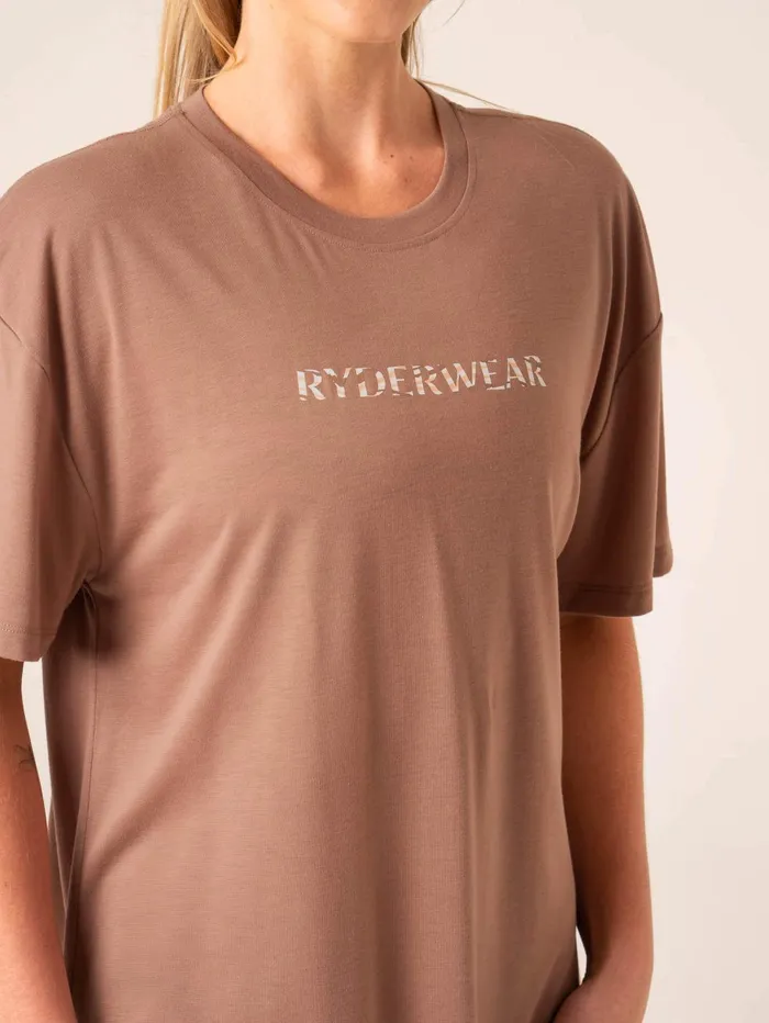 Unstoppable Oversized TShirt 8211 Mocha Women Ryderwear Tops