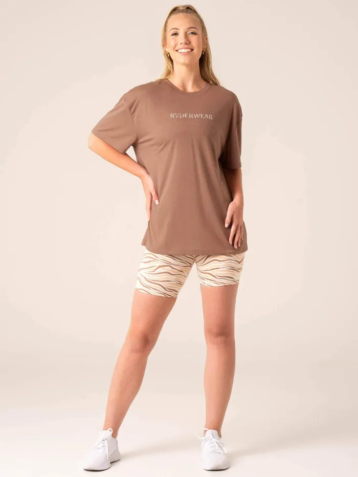 Unstoppable Oversized TShirt 8211 Mocha Women Ryderwear Tops