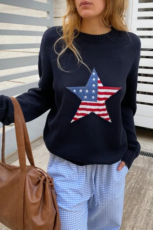 Usa Star Sweater Women Subdued Sweaters