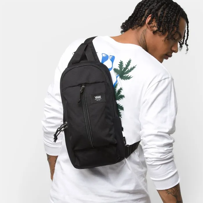 Vans Backpacks and Bags Mens Warp Sling Bag Black Ripstop
