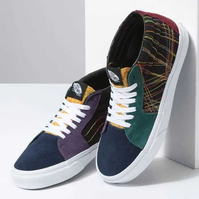 Vans Classics Shoes MensWomens Frenzy Sk8Mid Dark Rainbow Vans Classics Shoes MensWomens Frenzy Sk8Mid Dark Rainbow