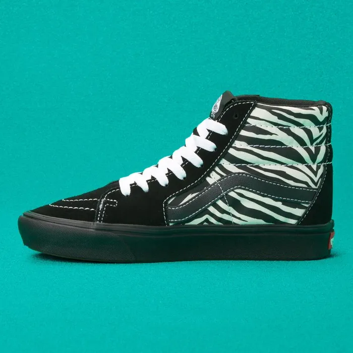 Vans Classics Shoes MensWomens Mixed Media ComfyCush Sk8Hi Antique WhiteBlack
