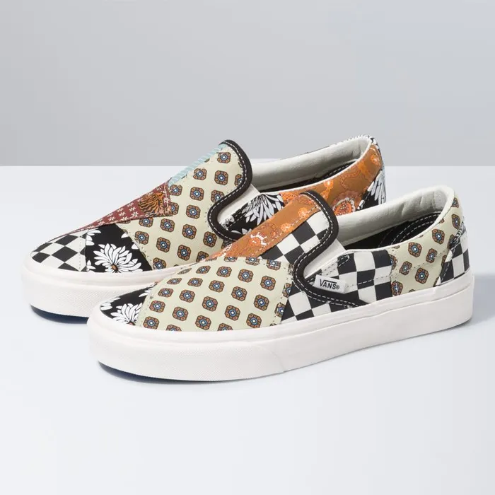 Vans Classics Shoes MensWomens Tiger Patchwork Classic SlipOn BlackTrue White
