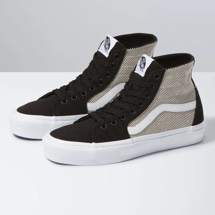 Vans Classics Shoes Womens 2Tone Linen Sk8Hi Tapered BlackTrue White