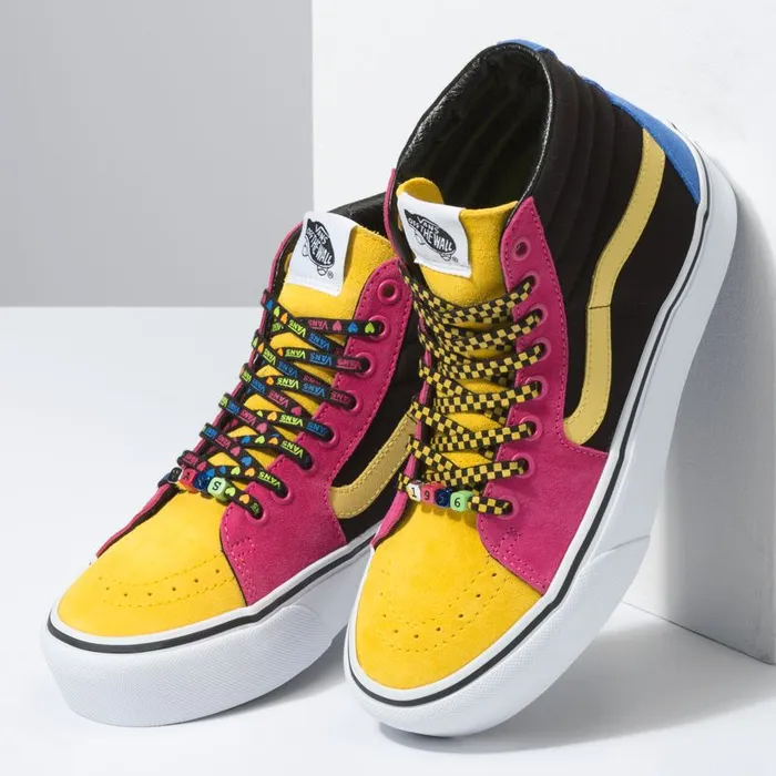 Vans Classics Shoes Womens Beads Sk8Hi Platform 20 MultiTrue White Vans Classics Shoes Womens Beads Sk8Hi Platform 20 MultiTrue White