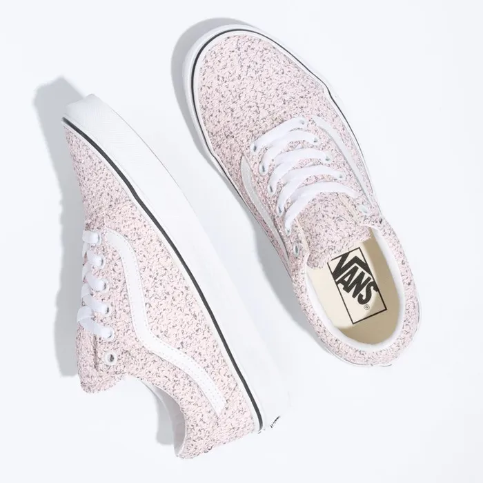 Vans Classics Shoes Womens Boucle Old Skool Pink SpeckleTrue White Vans Classics Shoes Womens Boucle Old Skool Pink SpeckleTrue White