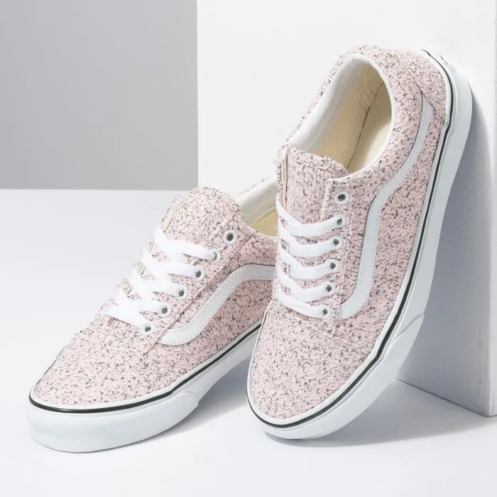 Vans Classics Shoes Womens Boucle Old Skool Pink SpeckleTrue White Vans Classics Shoes Womens Boucle Old Skool Pink SpeckleTrue White
