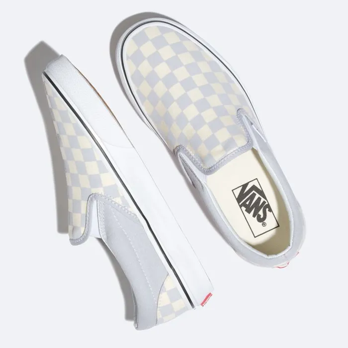 Vans Classics Shoes Womens Checkerboard SlipOn Gray DawnTrue White Vans Classics Shoes Womens Checkerboard SlipOn Gray DawnTrue White