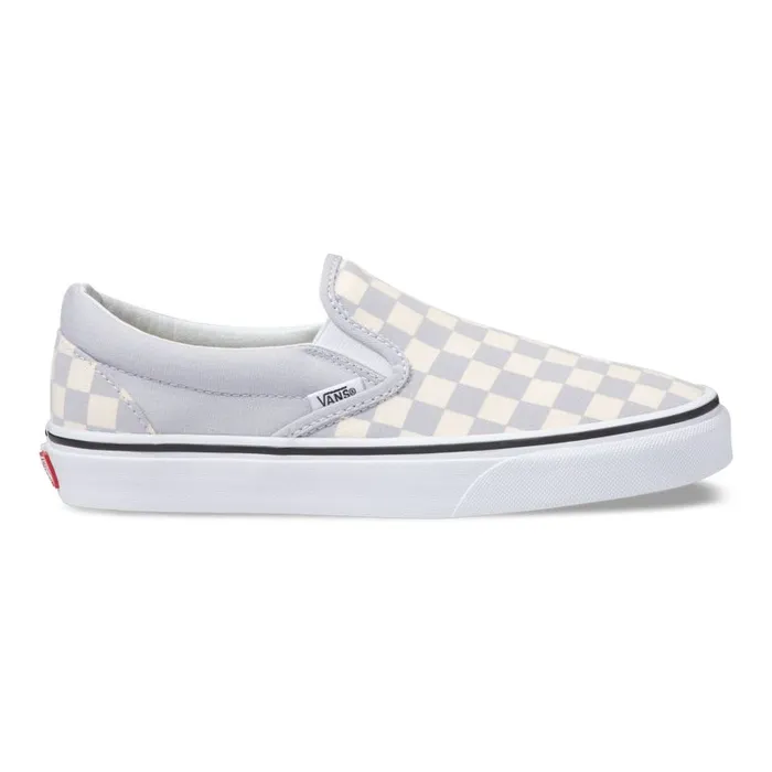 Vans Classics Shoes Womens Checkerboard SlipOn Gray DawnTrue White Vans Classics Shoes Womens Checkerboard SlipOn Gray DawnTrue White