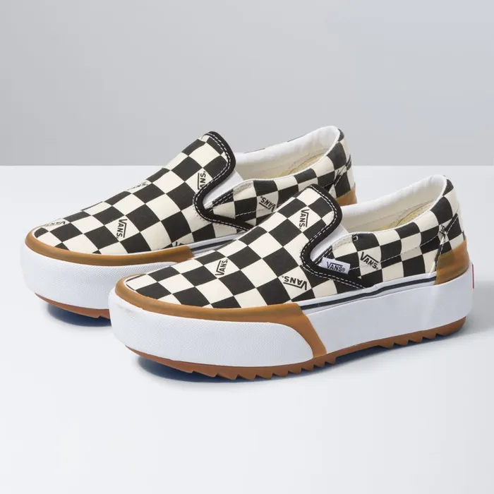 Vans Classics Shoes Womens Checkerboard SlipOn Stacked MultiTrue White