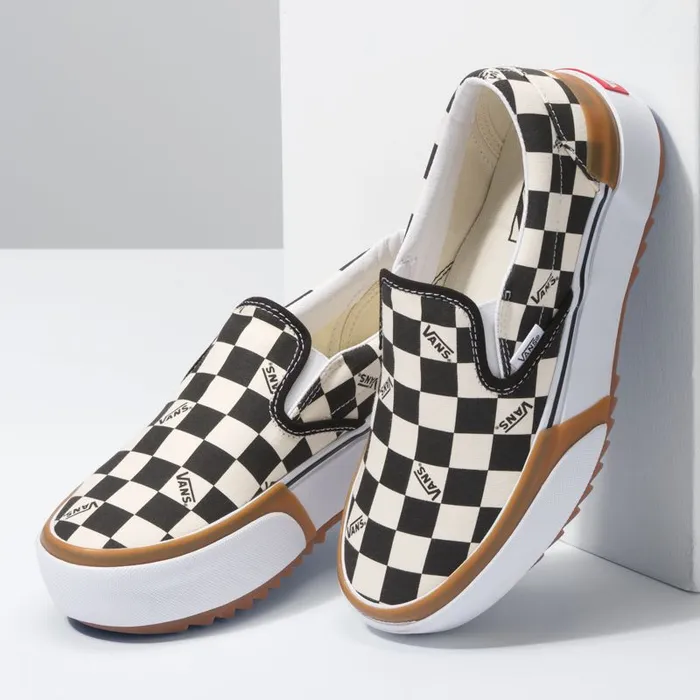 Vans Classics Shoes Womens Checkerboard SlipOn Stacked MultiTrue White Vans Classics Shoes Womens Checkerboard SlipOn Stacked MultiTrue White