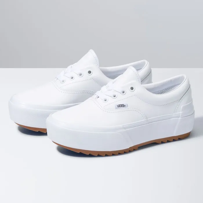 Vans Classics Shoes Womens Leather Era Stacked True WhiteTrue White