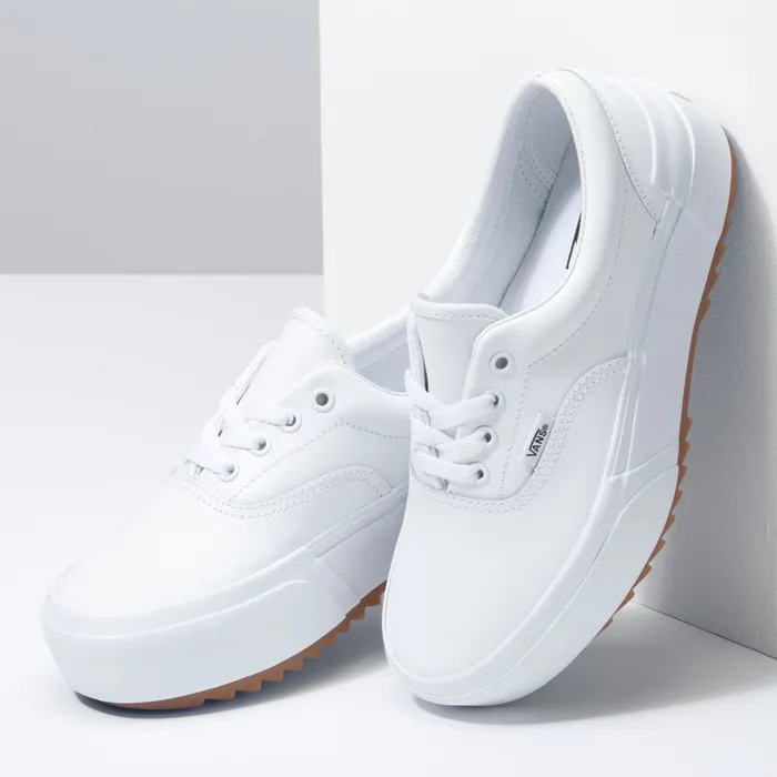 Vans Classics Shoes Womens Leather Era Stacked True WhiteTrue White