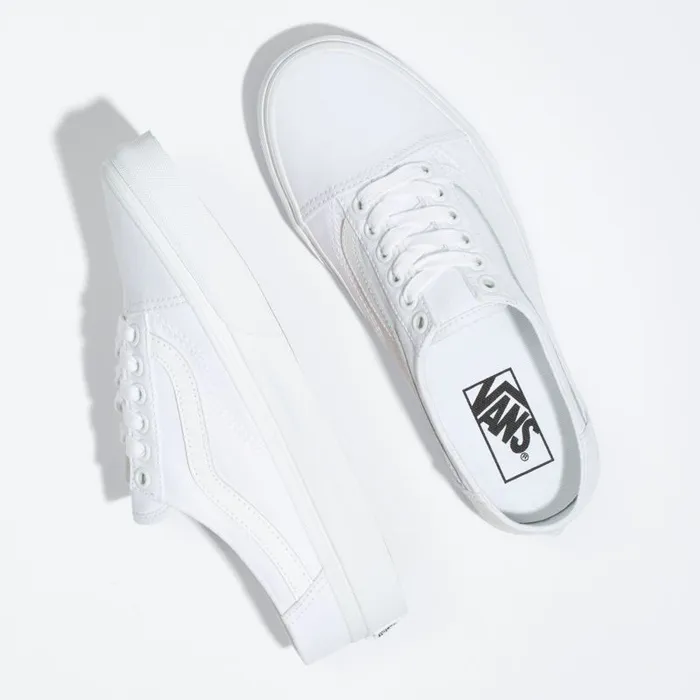Vans Classics Shoes Womens Old Skool Mule WhiteTrue White Vans Classics Shoes Womens Old Skool Mule WhiteTrue White