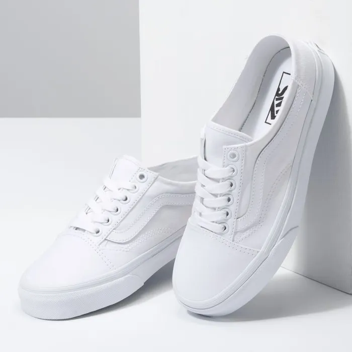 Vans Classics Shoes Womens Old Skool Mule WhiteTrue White Vans Classics Shoes Womens Old Skool Mule WhiteTrue White