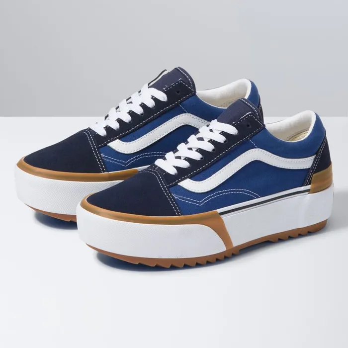 Vans Classics Shoes Womens Old Skool Stacked NavyTrue White