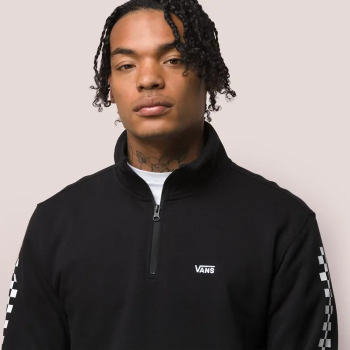 Vans Hoodies and Jackets Mens Versa Quarter Zip Pullover BlackCheckerboard