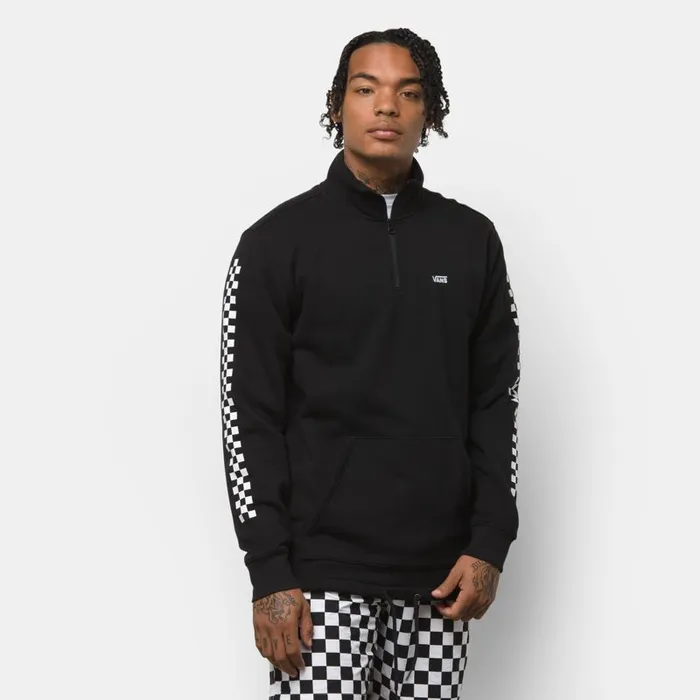 Vans Hoodies and Jackets Mens Versa Quarter Zip Pullover BlackCheckerboard Vans Hoodies and Jackets Mens Versa Quarter Zip Pullover BlackCheckerboard