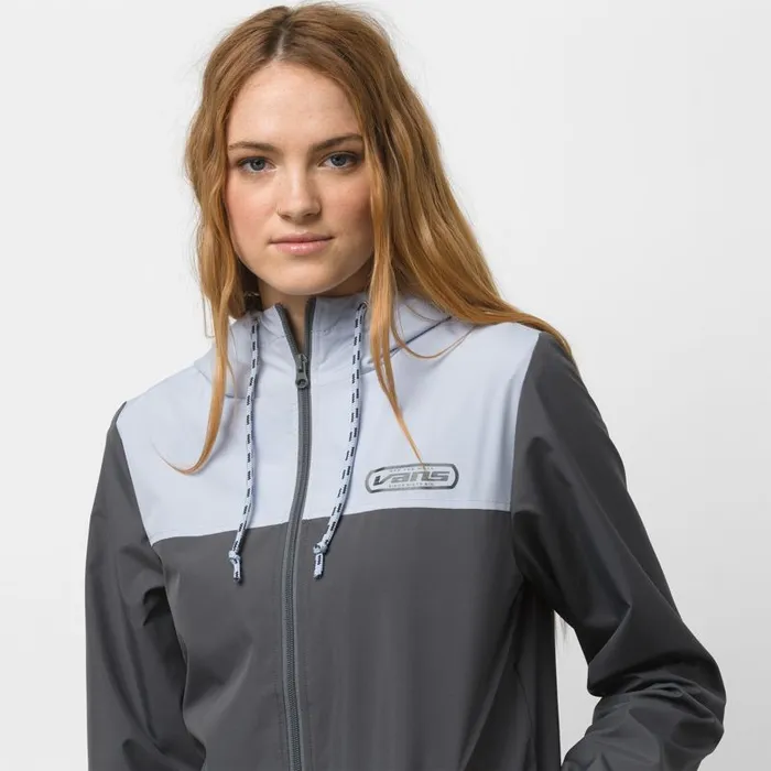 Vans Hoodies and Jackets Womens Kastle Block Windbreaker Asphalt