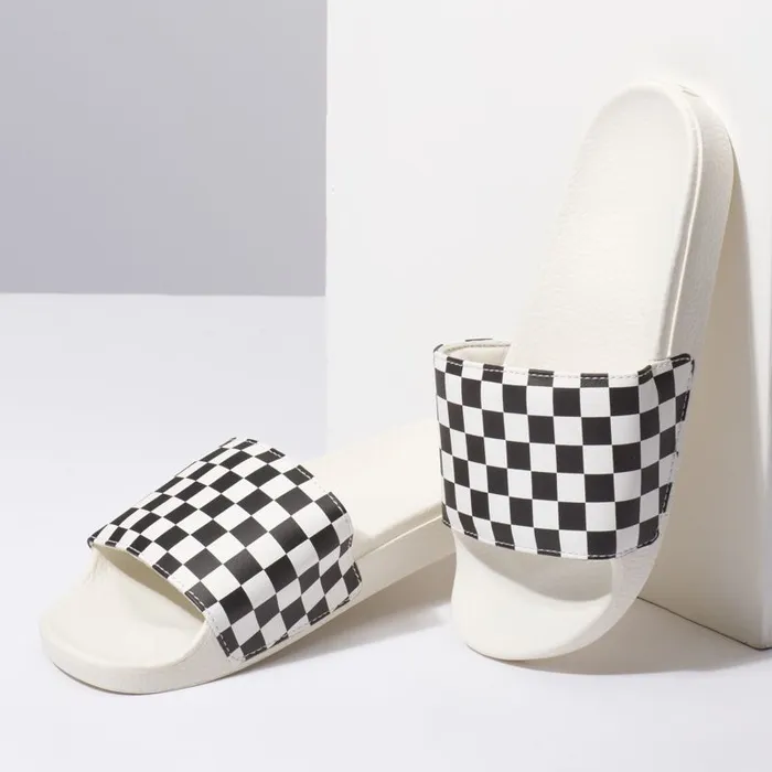 Vans Sandals Womens SlideOn Checkerboard WhiteBlack Vans Sandals Womens SlideOn Checkerboard WhiteBlack