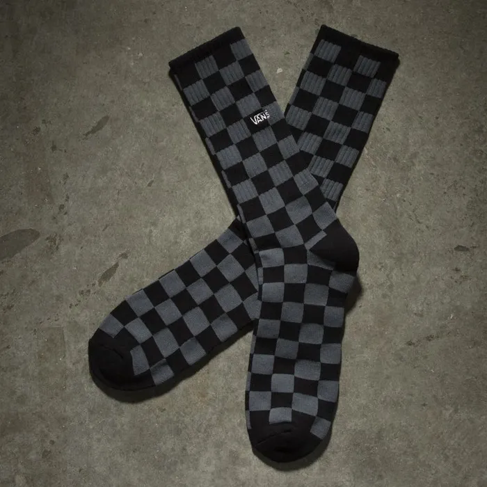 Vans Socks Mens Checkerboard Crew Sock BlackCharcoal Vans Socks Mens Checkerboard Crew Sock BlackCharcoal