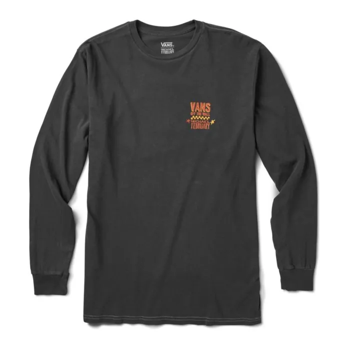 Vans TShirts and Tanks Mens Mikey February Long Sleeve TShirt Overdye Black