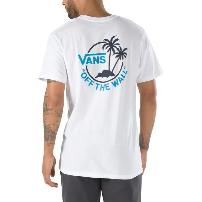 Vans TShirts and Tanks Mens Mini Dual Palm TShirt WhiteBlue Jewel