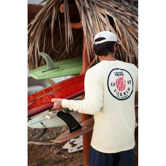 Vans TShirts and Tanks Mens Pilgrim Surf Supply Apple Long Sleeve TShirt Double Cream