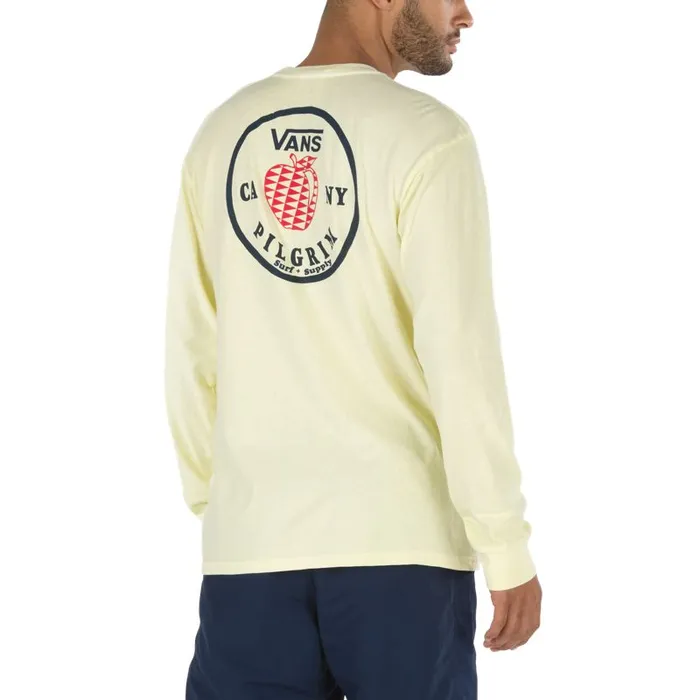Vans TShirts and Tanks Mens Pilgrim Surf Supply Apple Long Sleeve TShirt Double Cream