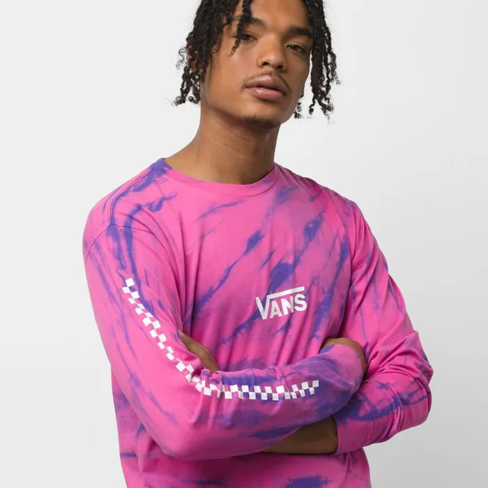 Vans TShirts and Tanks Mens Tie Dye Checker Long Sleeve TShirt Fuchsia Purple Tie Dye Vans TShirts and Tanks Mens Tie Dye Checker Long Sleeve TShirt Fuchsia Purple Tie Dye