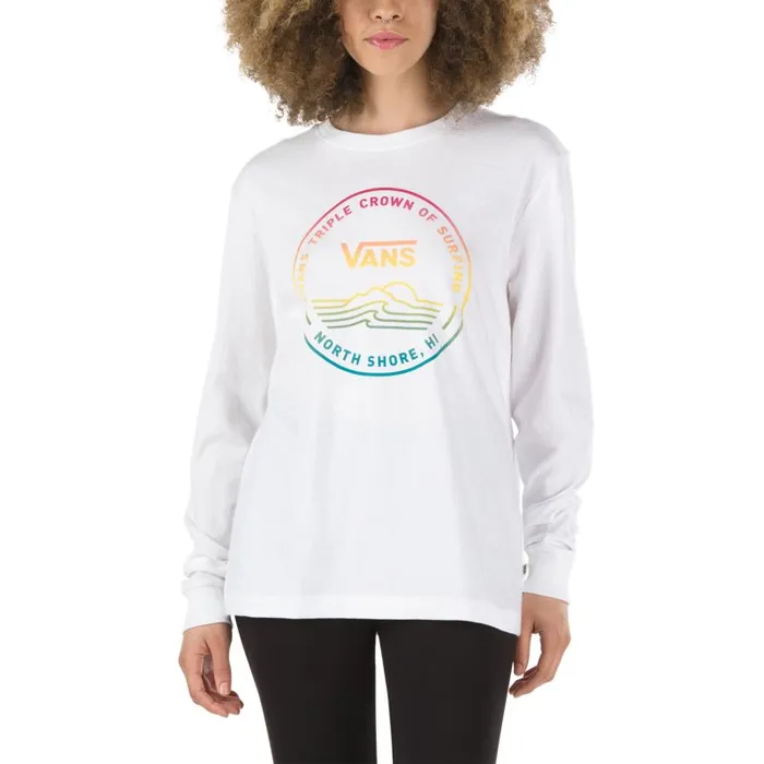 Vans TShirts and Tanks Womens 2020 VTCS Logo Long Sleeve Boyfriend Tee White