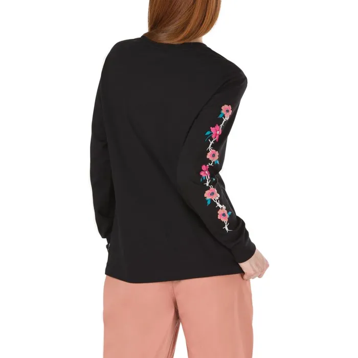 Vans TShirts and Tanks Womens Barbeesha Long Sleeve Boyfriend Tee Black Vans TShirts and Tanks Womens Barbeesha Long Sleeve Boyfriend Tee Black
