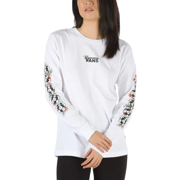 Vans TShirts and Tanks Womens Jefferspin Long Sleeve Boyfriend Tee White