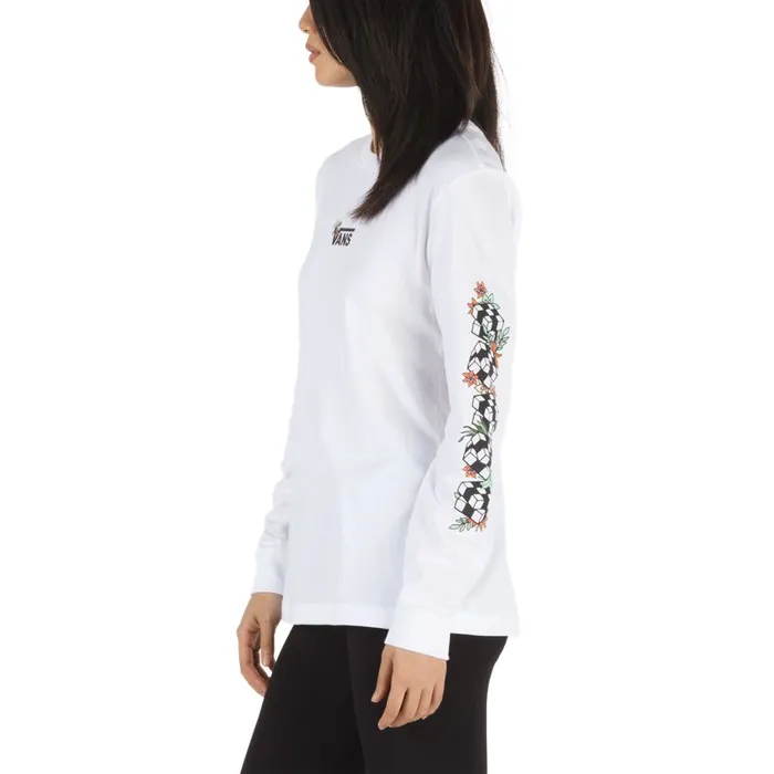 Vans TShirts and Tanks Womens Jefferspin Long Sleeve Boyfriend Tee White