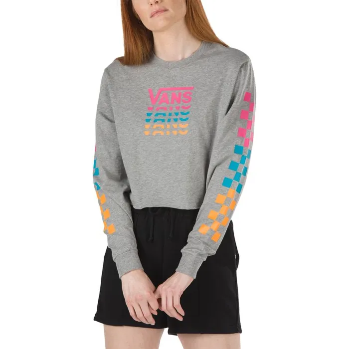 Vans TShirts and Tanks Womens Panic Cropped Long Sleeve Tee Grey Heather