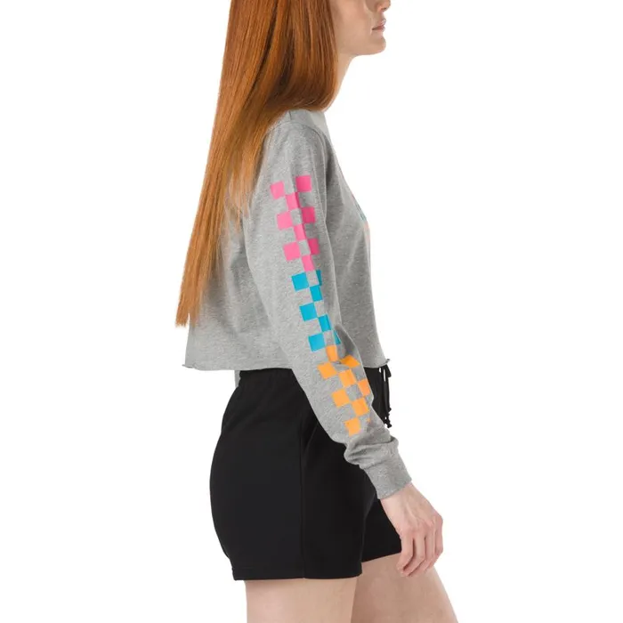 Vans TShirts and Tanks Womens Panic Cropped Long Sleeve Tee Grey Heather Vans TShirts and Tanks Womens Panic Cropped Long Sleeve Tee Grey Heather