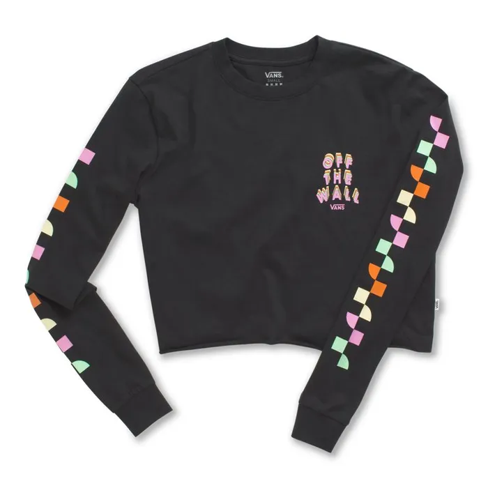 Vans TShirts and Tanks Womens Reign Marker Crop Long Sleeve Boyfriend Tee Black Vans TShirts and Tanks Womens Reign Marker Crop Long Sleeve Boyfriend Tee Black