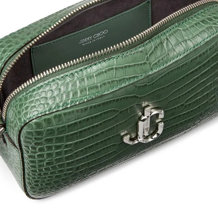 Varenne Camera Cactus CrocEmbossed Leather Camera Bag With Jc Emblem Cactus Women JIMMY CHOO Crossbody Bags