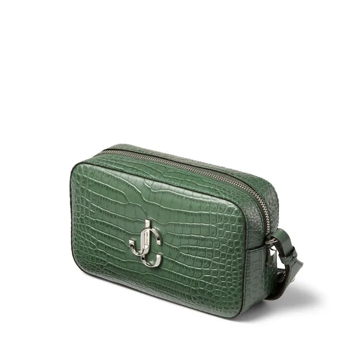 Varenne Camera Cactus CrocEmbossed Leather Camera Bag With Jc Emblem Cactus Women JIMMY CHOO Crossbody Bags