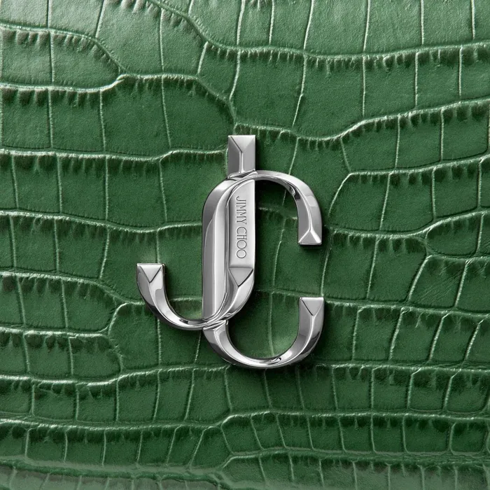Varenne Camera Cactus CrocEmbossed Leather Camera Bag With Jc Emblem Cactus Women JIMMY CHOO Crossbody Bags